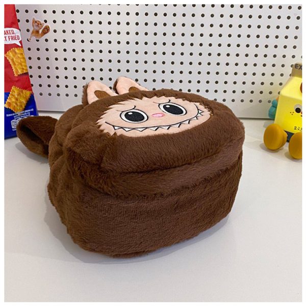 Mochila de peluche Labubu marrón – accesorio kawaii con llavero incluido - Imagen 3