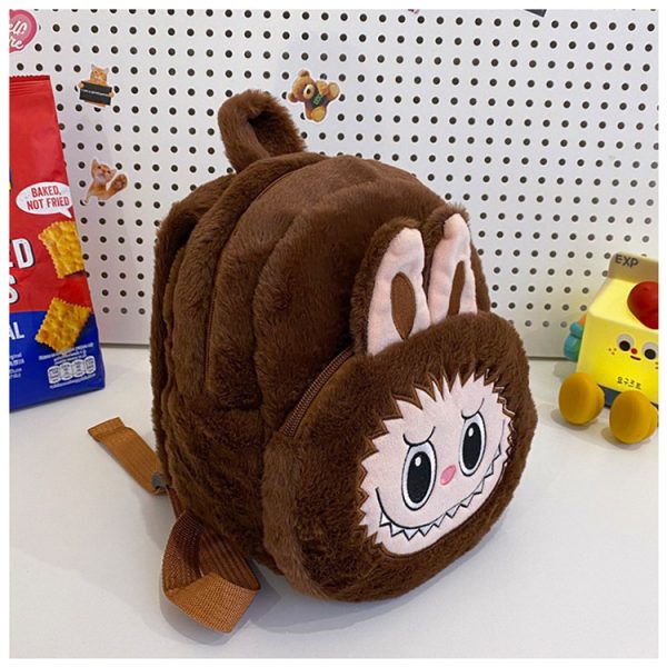 Mochila de peluche Labubu marrón – accesorio kawaii con llavero incluido - Imagen 2
