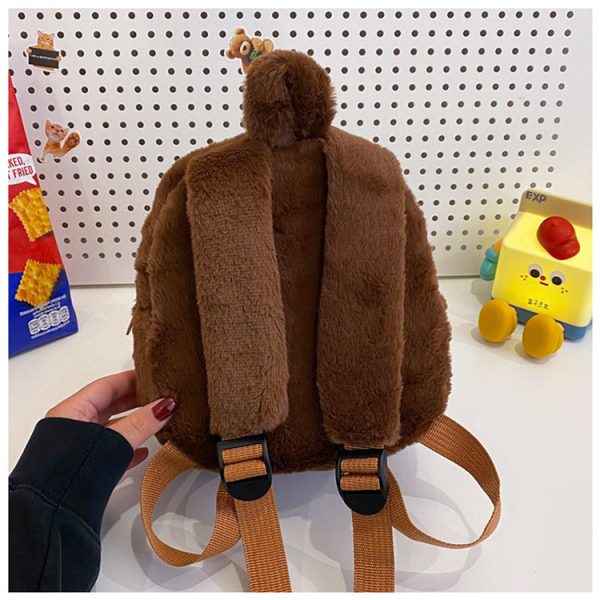Mochila de peluche Labubu marrón – accesorio kawaii con llavero incluido - Imagen 4