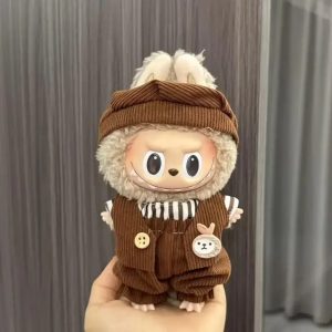 Traje Labubu de Pana Marrón con Conejo – Edición Botones y Rayas