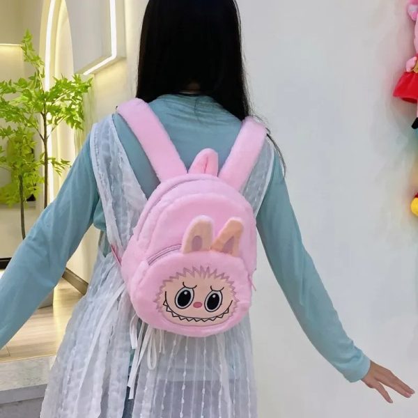 Mochila de peluche Labubu conejo rosa – accesorio kawaii y figura de colección - Imagen 2