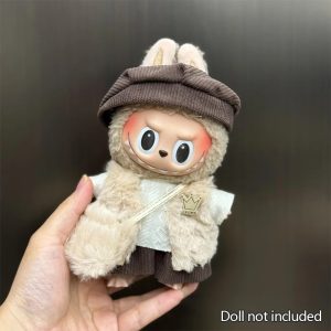 Traje Inverno Crema para Labubu – Edición Corona y Bolso de Peluche