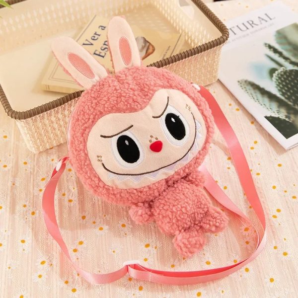 Bolso de peluche Labubu conejo rosa – accesorio kawaii y figura de colección