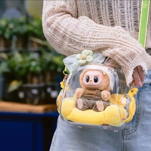 Bolso Transparente Kawaii para Muñeca Labubu – Mochila de Exhibición con Correa