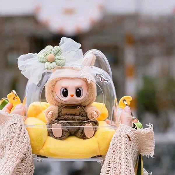 Bolso Transparente Kawaii para Muñeca Labubu – Mochila de Exhibición con Correa