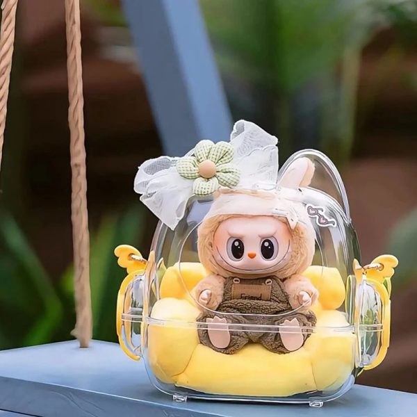 Bolso Transparente Kawaii para Muñeca Labubu – Mochila de Exhibición con Correa - Imagen 3