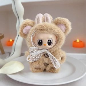 Ropa para Muñeca de Peluche 17 cm – Conjunto Kawaii Abrigo y Capucha Osito
