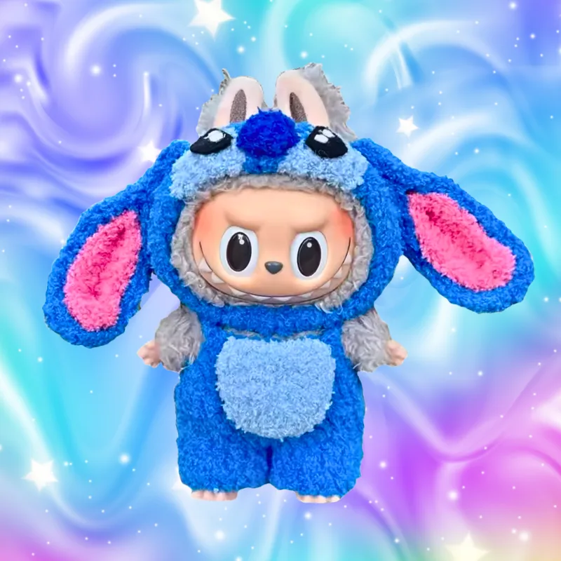Disfraz de Peluche Labubu × Stitch – Traje Azul Suave Inspirado en el Alien más Adorable