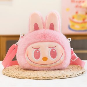 Bolso de peluche Labubu – Diseño Conejito Rosa - Bandolera suave y adorable