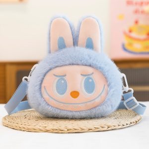Bolso de peluche Labubu – Diseño Conejito Azul (22 cm) | Bandolera suave y coleccionable