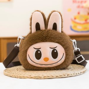 Bolso de peluche Labubu – Diseño Conejito Marrón (22 cm)